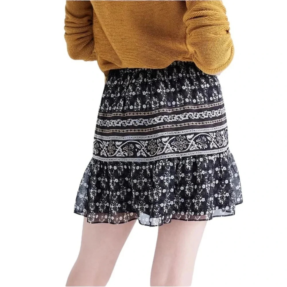 Madewell Artisan Floral Mini Skirt Black Print Size XS - Picture 2 of 10